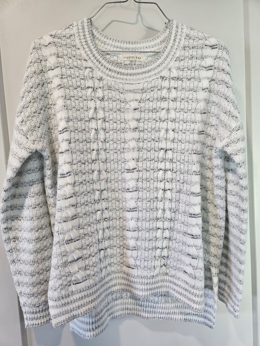 Copper Key Cable Knit Marled Sweater Crewneck Pullover